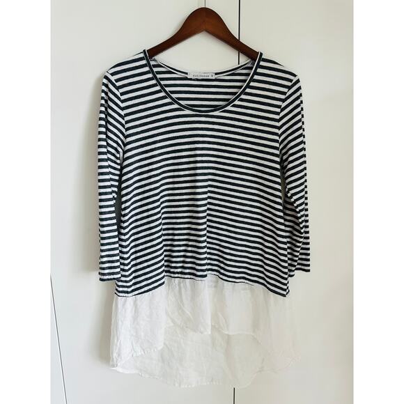 Cut Loose Women's Linen Top/T Shirt Braton Strip Nautical Size M Lagen Look - Picture 2 of 9